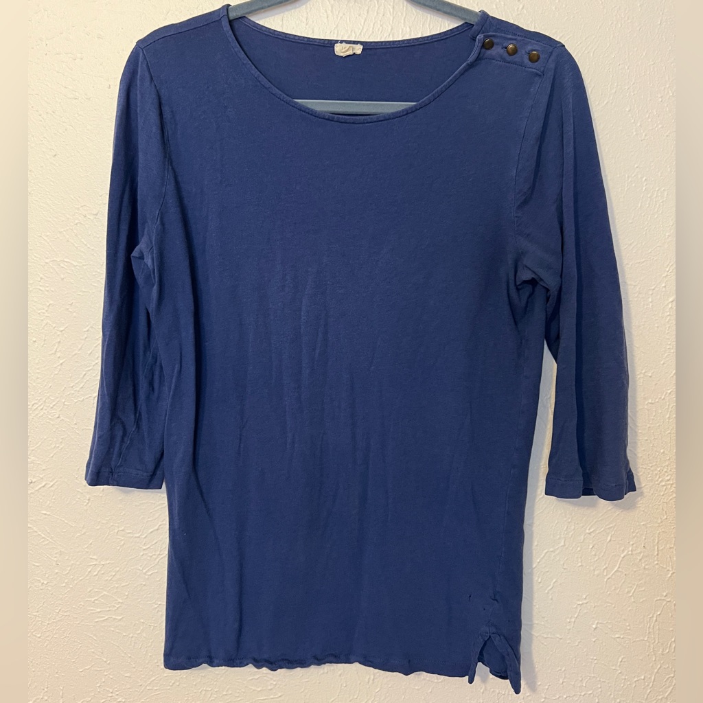 J. Crew Women's Navy Long Sleeve Top With Button Accents